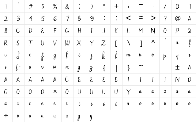 Aishafah5 Regular  glyph index
