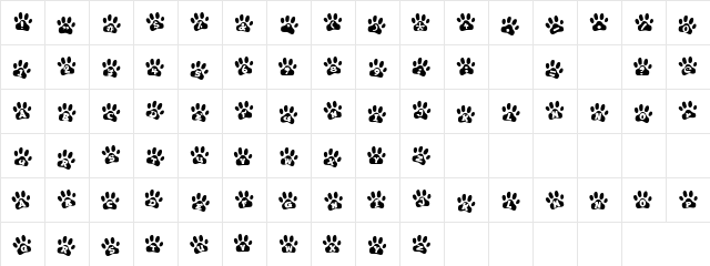 Tiger Trails Regular  glyph index