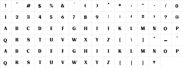 MUARA DEMO Regular  glyph index
