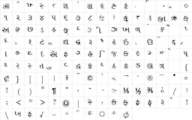 Vakil_01 Normal  glyph index