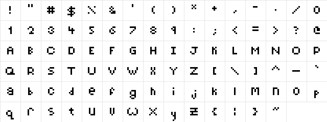 License to Pixel Tall Regular  glyph index