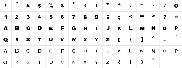 Blockquote Regular  glyph index