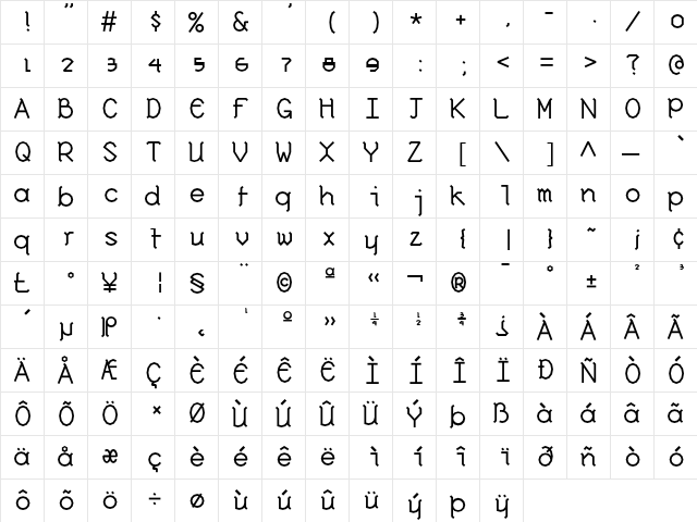 2PTK675 Regular  glyph index
