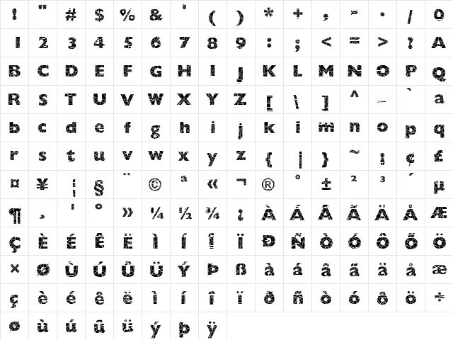 FZ BASIC 57 CRACKED Normal  glyph index