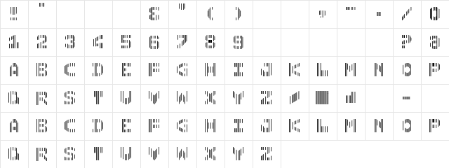 Vertical Jaws Regular  glyph index
