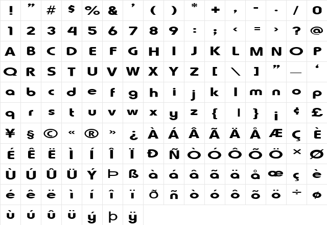 FZ BASIC 7 EX Normal  glyph index