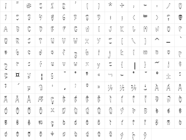 VinylOutline ITC Bold  glyph index