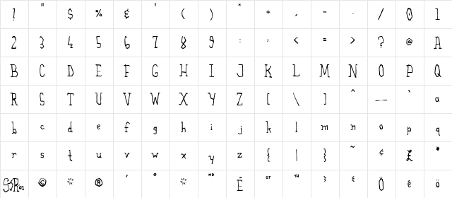 The Alchemist Regular  glyph index