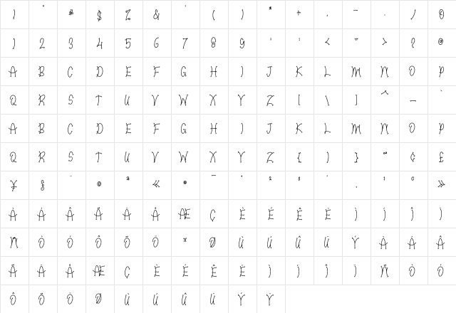 Halloween Skull Regular  glyph index