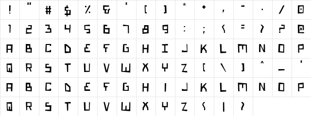 Bionic Type Malfunction Regular  glyph index