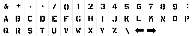 ArmyStyleA Regular  glyph index