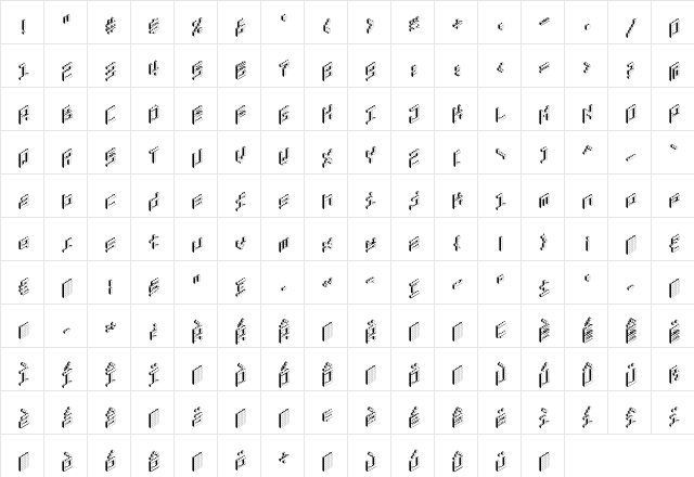 Lego Regular  glyph index
