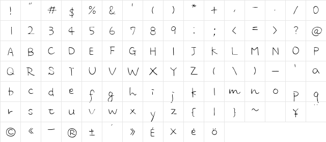 m script Two Light  glyph index