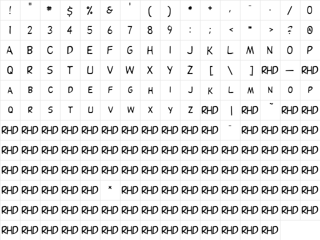 Mister Regular  glyph index