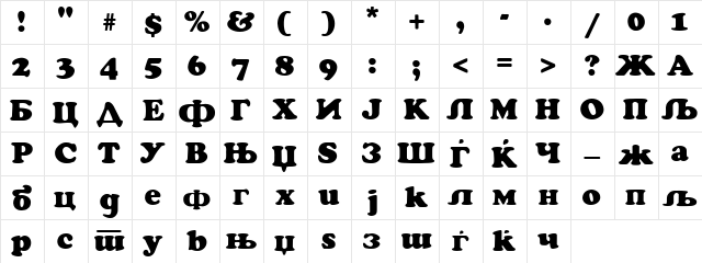 C_CooperBlackKIR Thin  glyph index