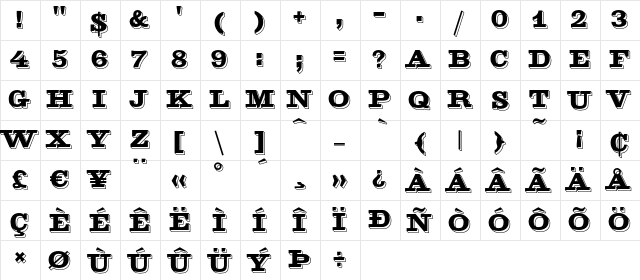 DoricLowlight Regular  glyph index
