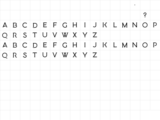 Medusa Gothic Regular  glyph index