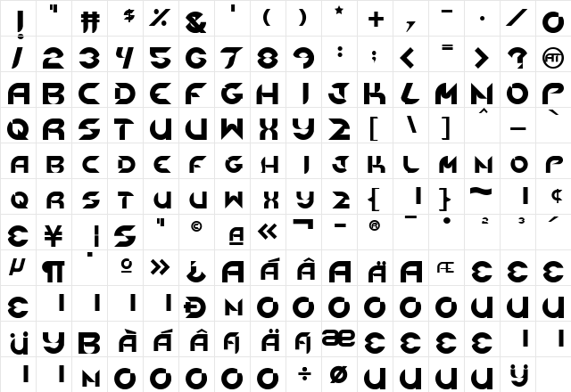 NewDigital Original  glyph index