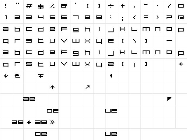 HISCORE Regular  glyph index