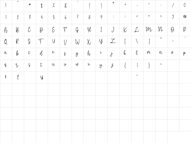 Moonlight Rotter Regular  glyph index