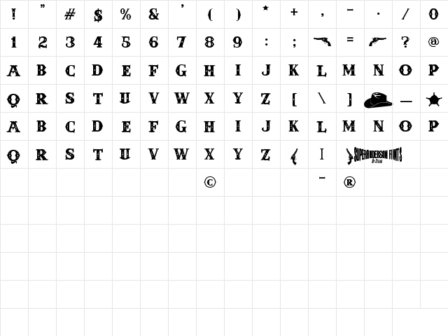 Anderson Four Feather Falls Regular  glyph index