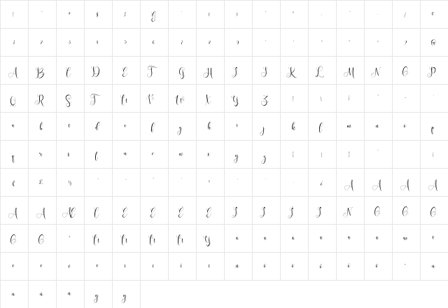 Sulqata Regular  glyph index