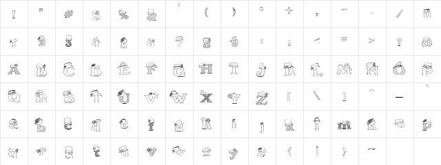 LDJ Chapeaux Regular  glyph index