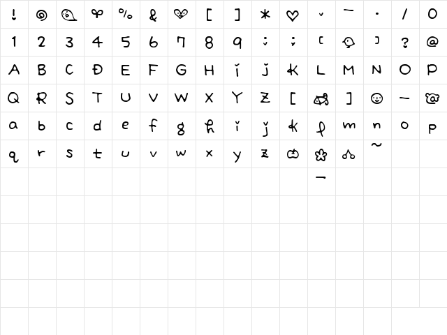 SacchiAlphabet Regular  glyph index