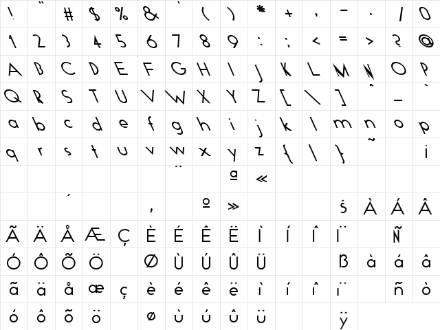 Time 5 Regular  glyph index