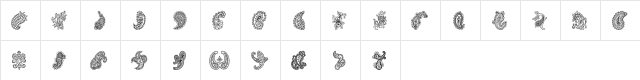 Paisley Regular  glyph index