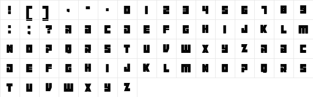 Maniac Grunged Regular  glyph index