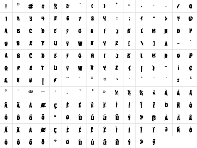 Vorvolaka Academy Regular  glyph index