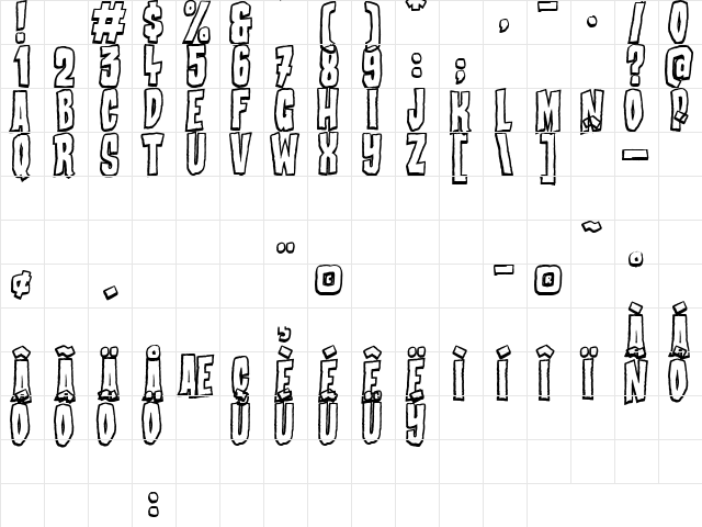 Bad Stories Regular  glyph index