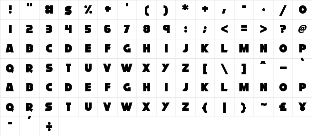 Cryogenix Regular  glyph index