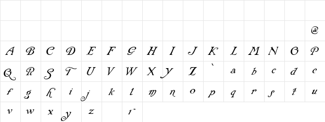 Rackham Italic Regular  glyph index