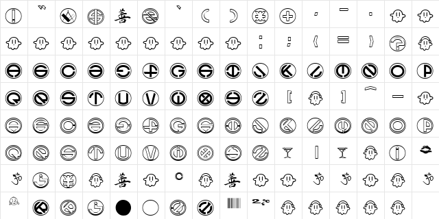 Ghost Regular  glyph index
