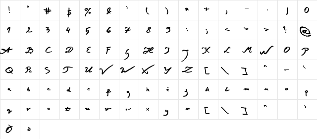Jacek Zieba-Jasinski Bold Italic  glyph index