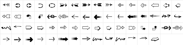 ZapfEssentials LT ArrowsTwo Regular  glyph index