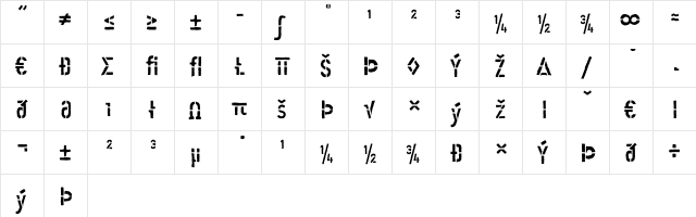 Offline-RoughExpert Regular  glyph index