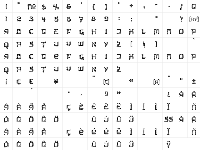 Tipi Organic Inline Regular  glyph index