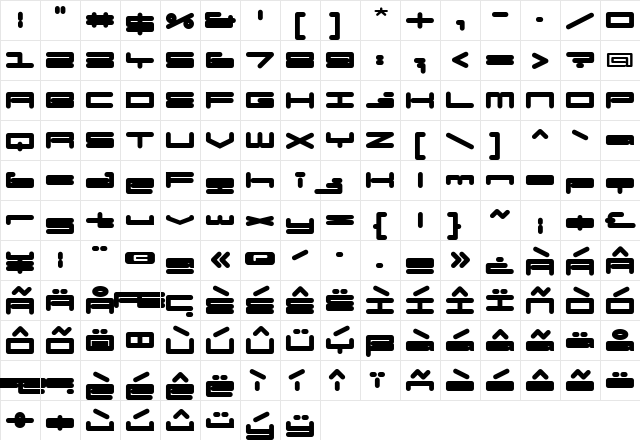 BadExcuse Regular  glyph index