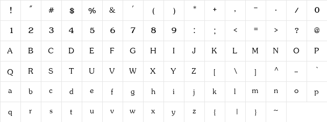 JasmineUPC Regular  glyph index