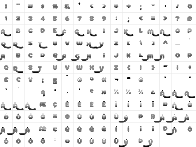 Roller Baby BV Alt Gradient Regular  glyph index