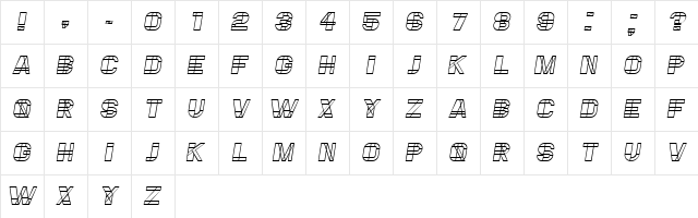 Essere Italic  glyph index