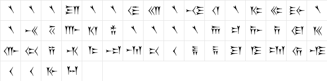 Old Persian Cuneiform Regular  glyph index