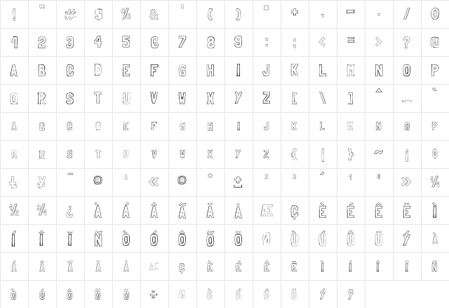 Folk sketches  glyph index