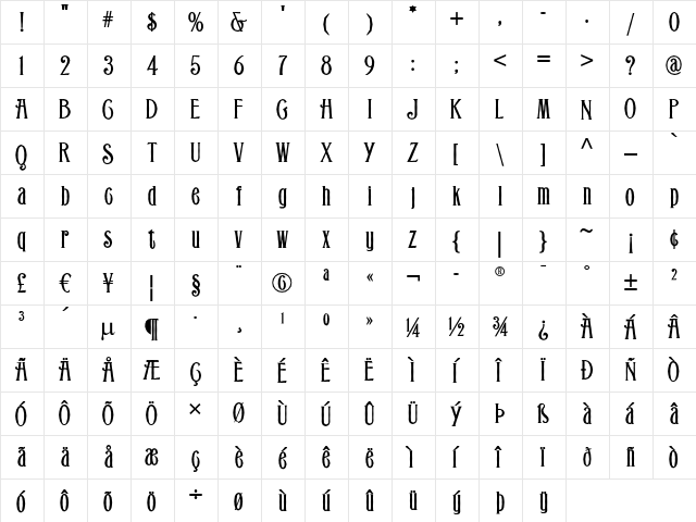 RefugioWBW Medium  glyph index