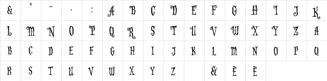 Addams Capitals  glyph index
