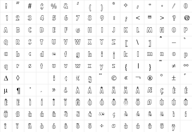 FunctionCondTwoOutExtrabold DB Regular  glyph index