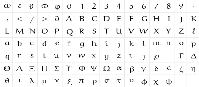 eurm5 Regular  glyph index